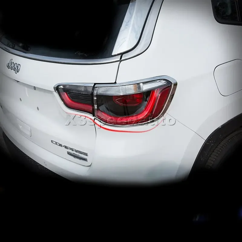

Для Jeep Compass 2-го поколения 2017 2018 2019 2020 2021 задний фонарь обшивка 4 шт. хромированный ABS автостайлинг