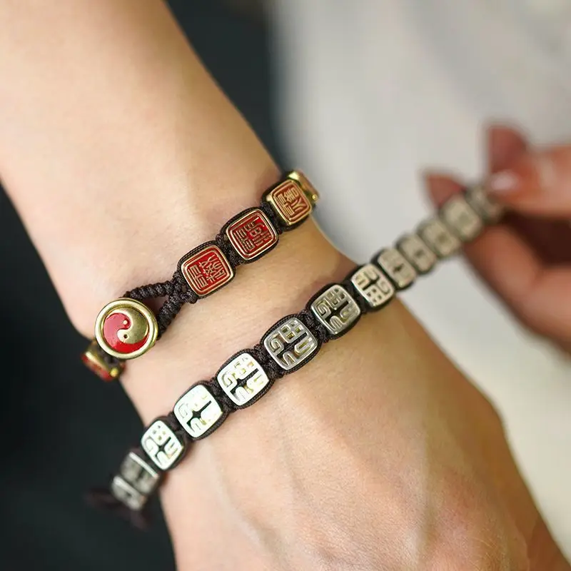 S925 Taoist Dragon Tiger Mountain Taboo Bracelet Fashion Retro Personality Ethnic Style Old Chinese Hand-made Rain Gradually Ear