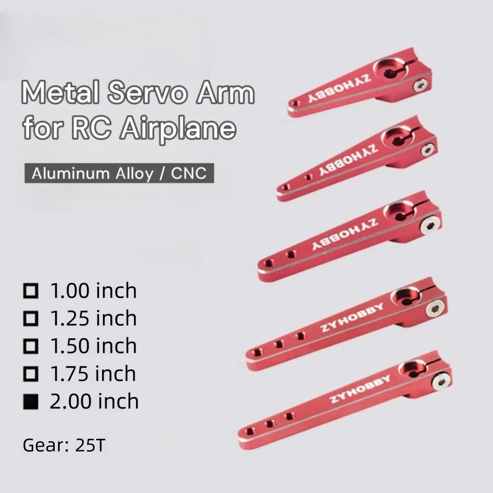 New Aluminum Alloy CNC Servo Arm 25T 1/1.25/1.5/1.75/2 Inch Servo Swing Arm Durable Red RC Upgrade Parts for RC Airplane