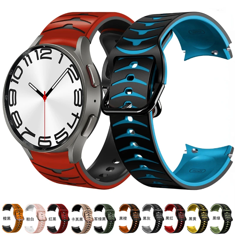 

Silicone Strap for Samsung Galaxy Watch 6/5/4 40mm 44mm 5 Pro 45mm Two-color Bracelet Wristband for Watch 6 4 Classic 47mm 46mm