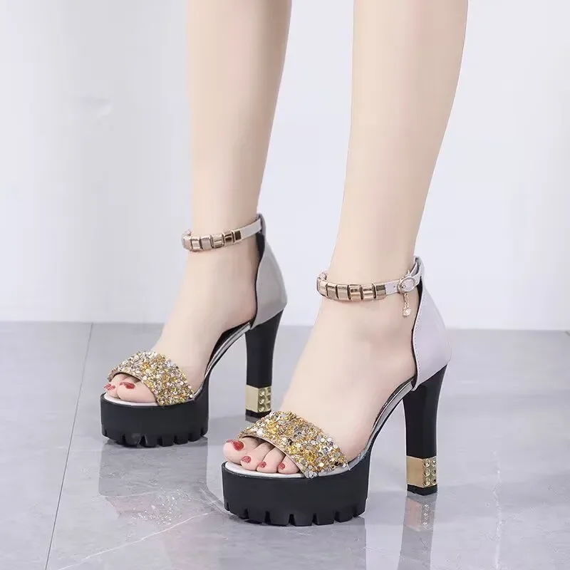 

Ladies Sandals Fashion Solid Color Casual Open Toe Super High Heel Fish Head Pumps Rome Peep Toe Sexy Heels Gladiator zapatillas