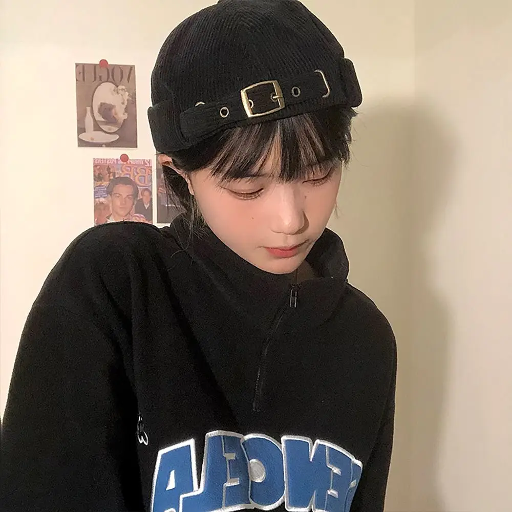 

Japanese Style Corduroy Docker Cap Size Adjustable Solid Color Brimless Hip Hop Hats Wear All Seasons Beanie Hats Unisex