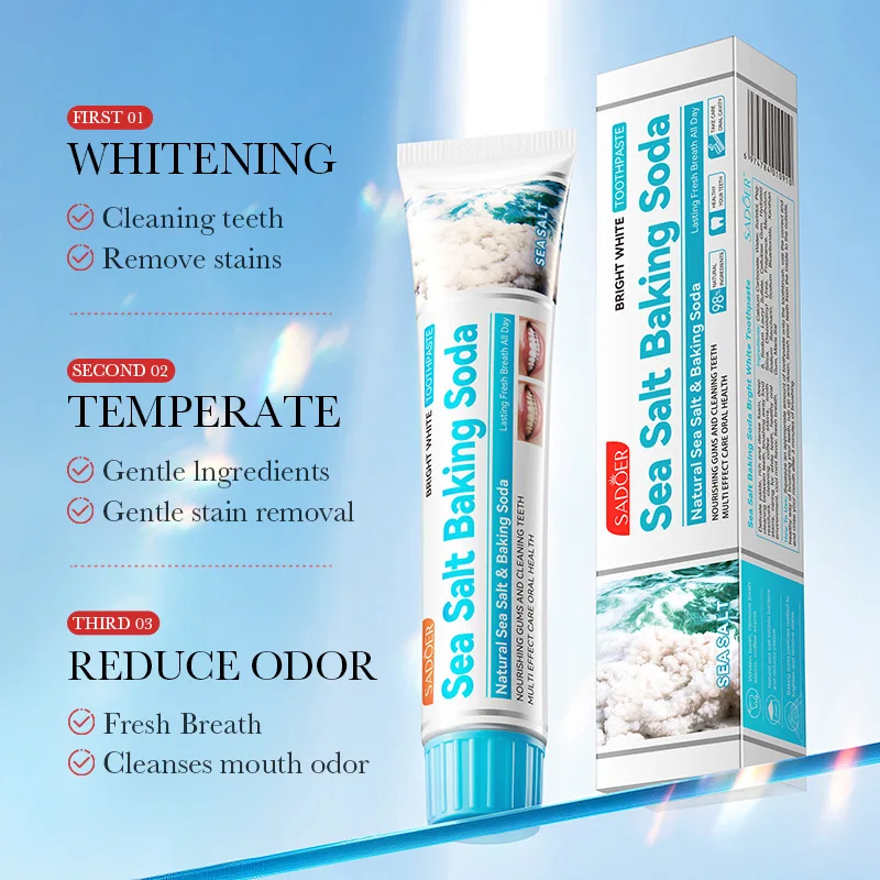 Sea Salt Baking Soda Whitening Toothpaste Cleans Tartar and Fixes Teeth Toothpaste Removal Bad Breath Preventing Periodontitis teeth whitening product teeth whitening essence teeth health product