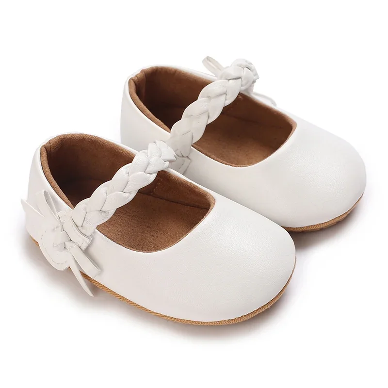 0-18months Toddler Girls Non-Slip Flats Shoes Soft Sole Pu Leather Bow Crib Shoes