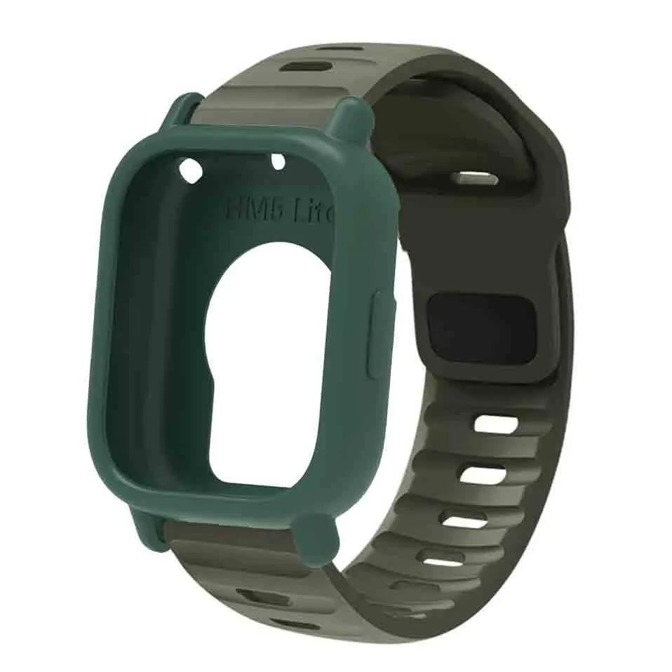 Silicone Strap & Bumper Cover for Smartwatch - Sporty Replacement Wristband Protector