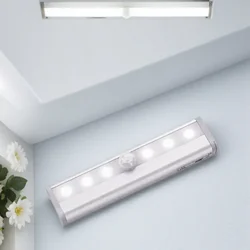 Motion Sensor LED Under Cabinet Light for Home Decor and Illumination (White - 6 LEDs)