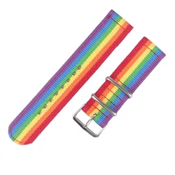 Premium Woven Nylon Sport Watch Strap Band, Multiple Sizes for 24mm (RainbowS)
