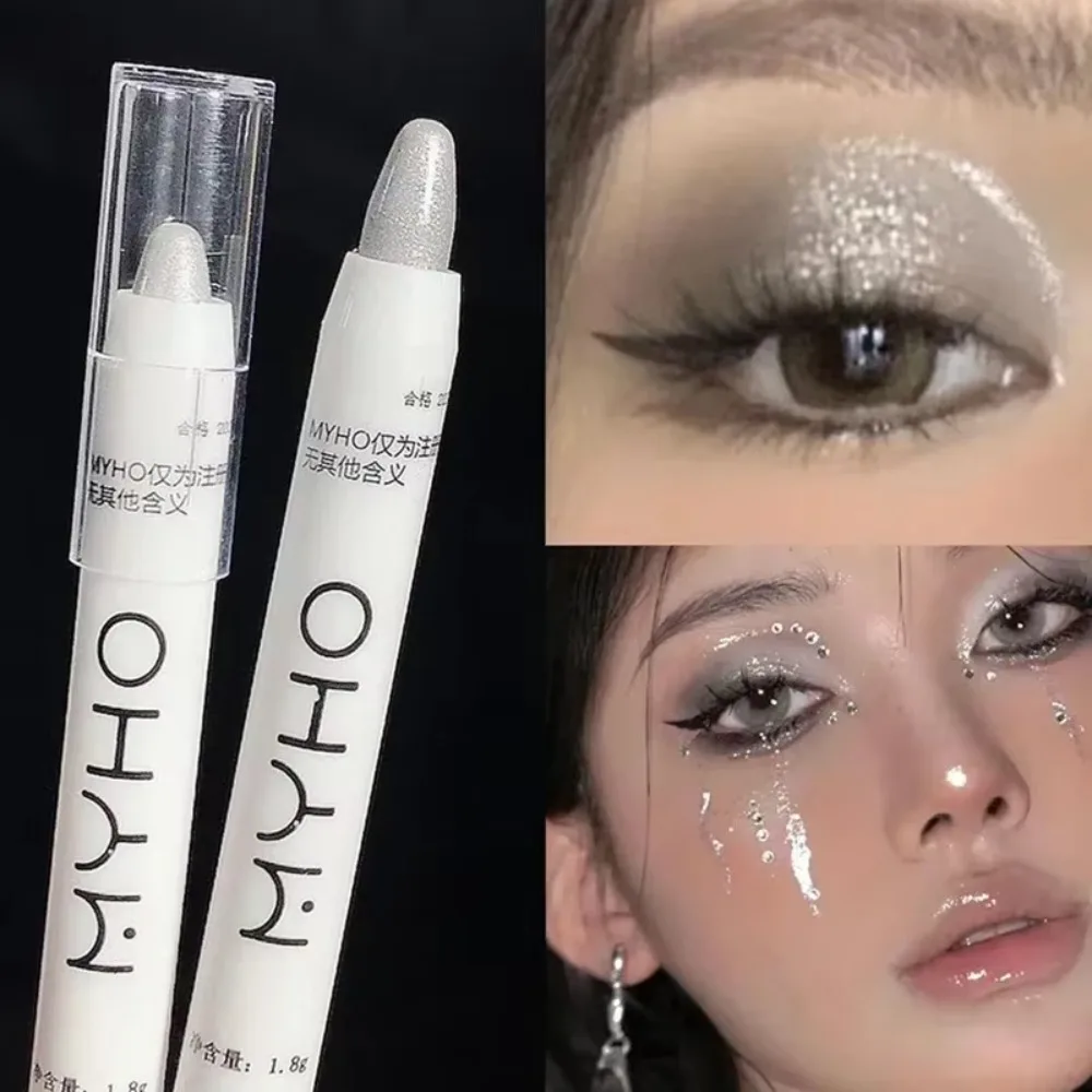 Eyeshadow Stick Matte Eyeshadow Stick White Eyeliner Shimmer Silver Highlighter Pen Waterproof Eye Makeup