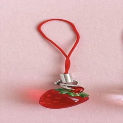 Charming Strawberry Resin Pendant Keychain with Mini Fruit Accents - Cute Lanyard Accessories & Christmas Gifts (Red)