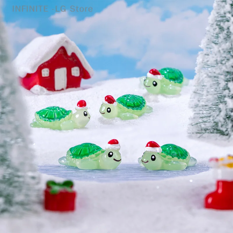 

Christmas Turtle Miniatures Mini Figurine Moss Micro Landscape Decoration Cute Animals Fish Tank Garden DIY Decor