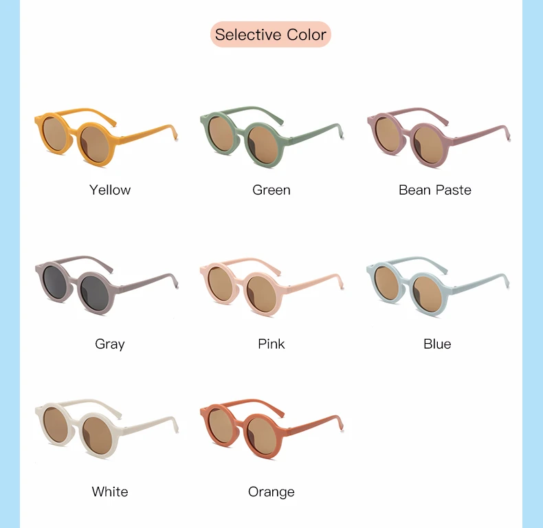 Occhiali da sole per bambini tondi alla moda classici Occhiali da sole per bambini nuovi in plastica per ragazzi e ragazze Occhiali da sole per bambini fuori porta_voghion.com