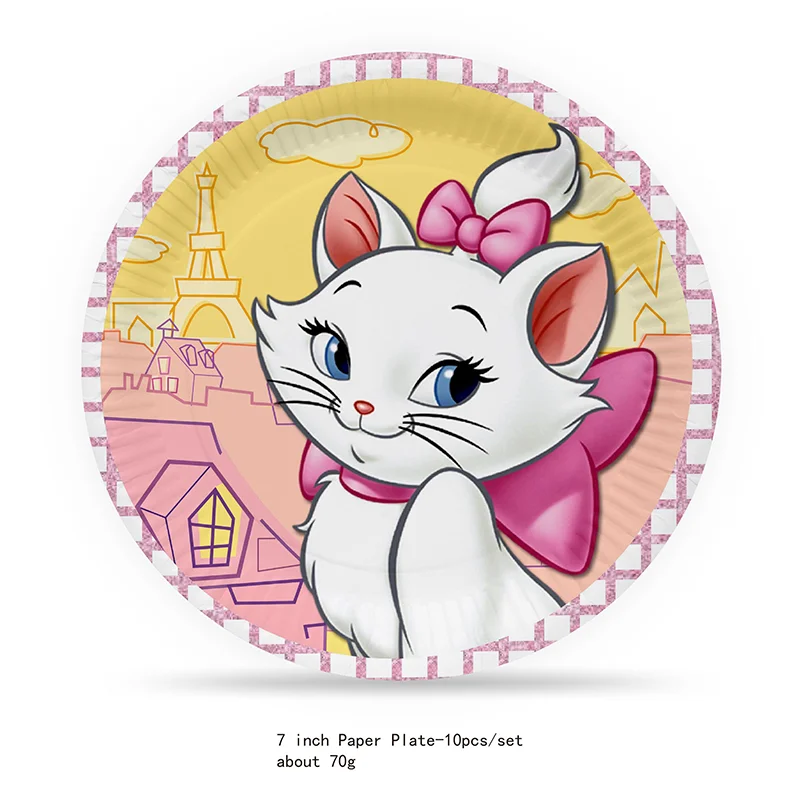 Marie Cat Disposable Party Supplies Foil Balloon Cup Plate Baby Shower Disney The AristoCats Decoration