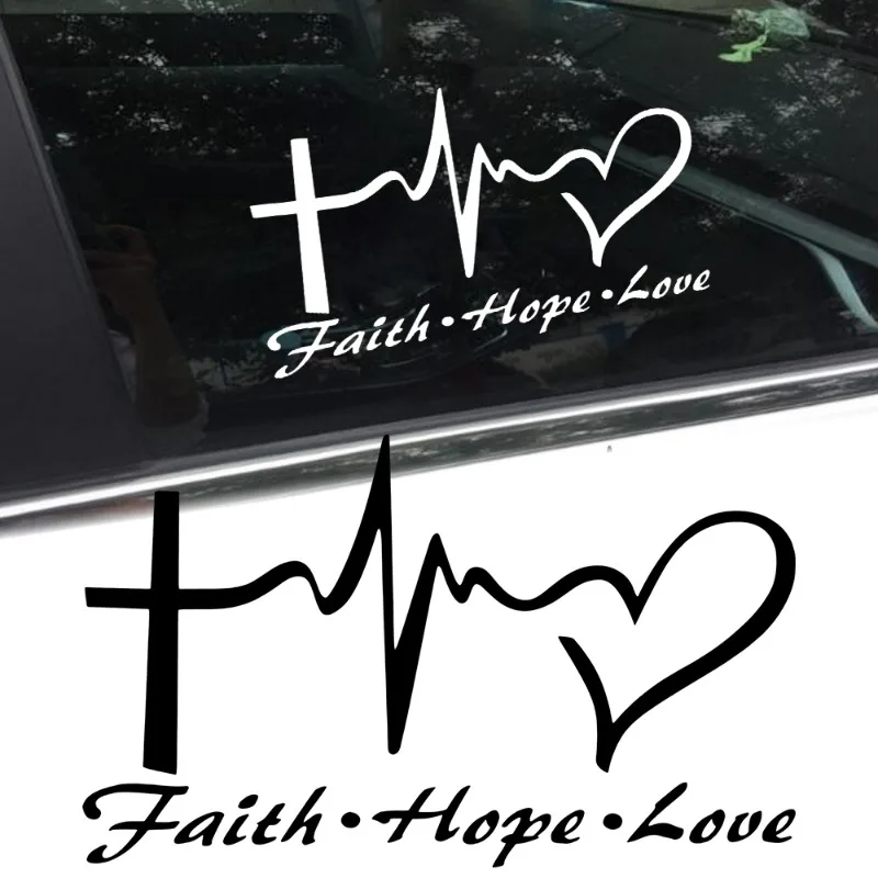 

Personalised Creative Faith Hope Love Vinyl Car Stickers Bible Verse for Car Window Body Stylish Decoration PVC 14.6cm X 9cm