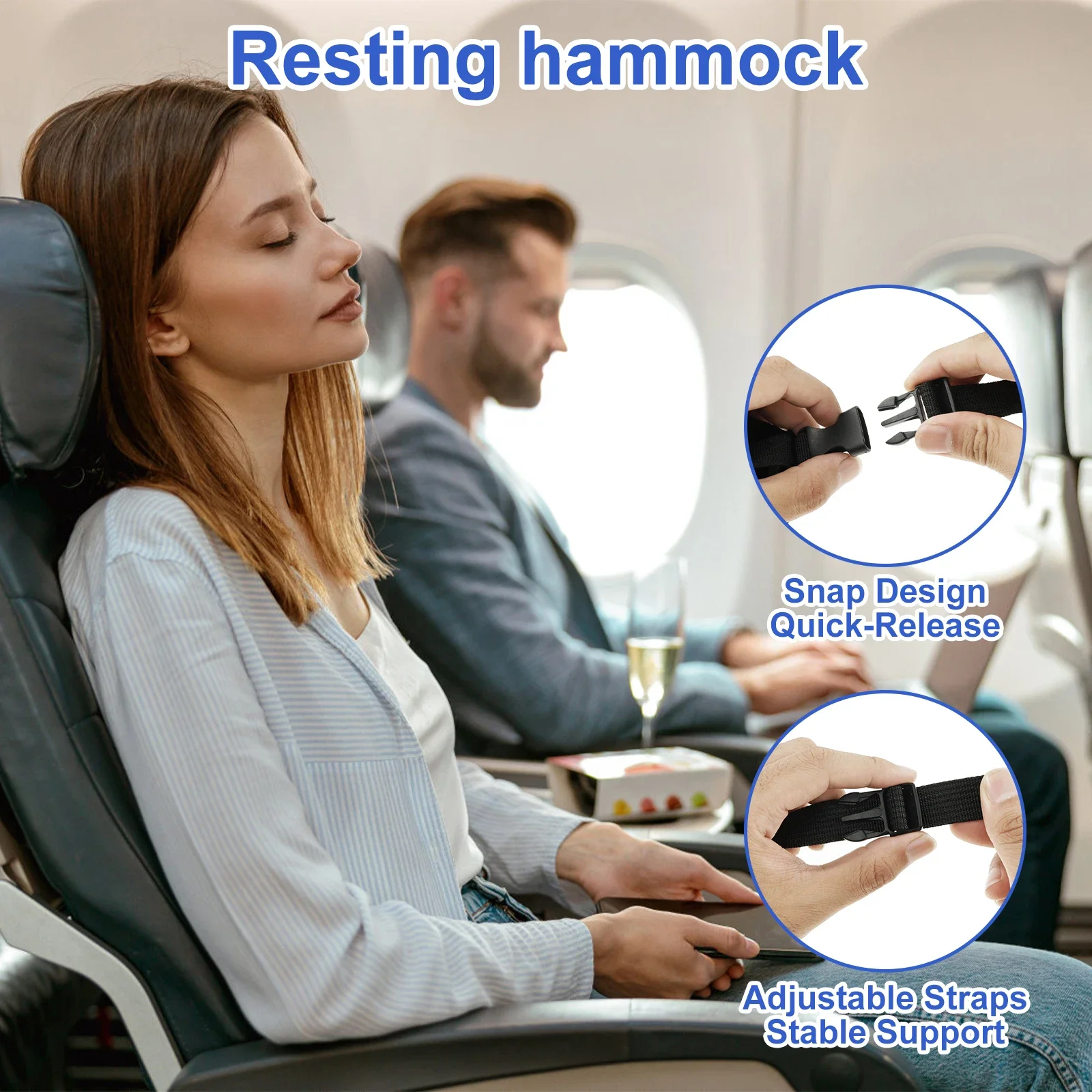 2Pcs Portable Foot Hammock Suspended Adjustable Travel Hammock Office Desk Foot Rest with Storage Bag Car Airplane Foot Hammock 5