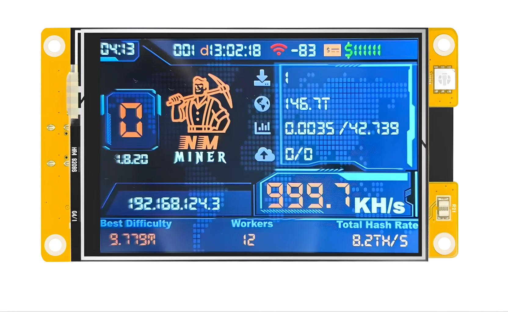 NMMiner NerdMiner V2 Hashrate Lucky Miner ESP32 Écran intelligent 3,5 pouces pour la crypto-lotterie solo 960KH/s Carte Bitcoin ESP32-035