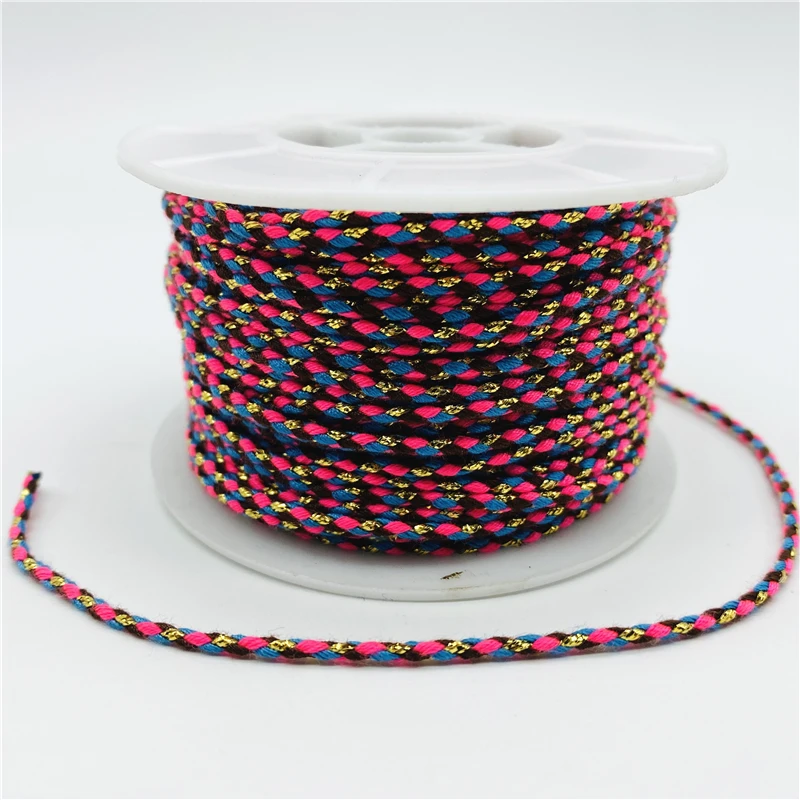 Cotton Cord 5yards/Lot 2.5mm Gold Line Cotton Cord Rope Chinese Knot Macrame Cord Rope For Jewelry Making For Shamballa Bracelet