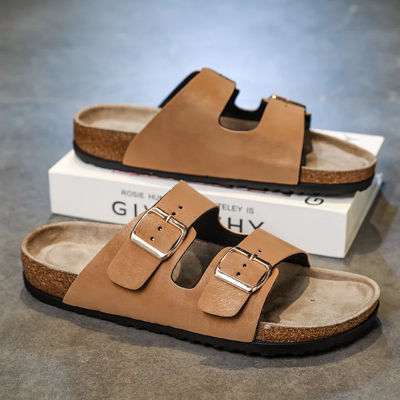 ตัวเลือกสินค้า รองเท้าแตะแบบสวม New Boston Clogs สำหรับผู้หญิงและผู้ชาย รองเท้าแตะคอร์ก หนังกลับ มีส่วนรองรับอุ้งเท้า