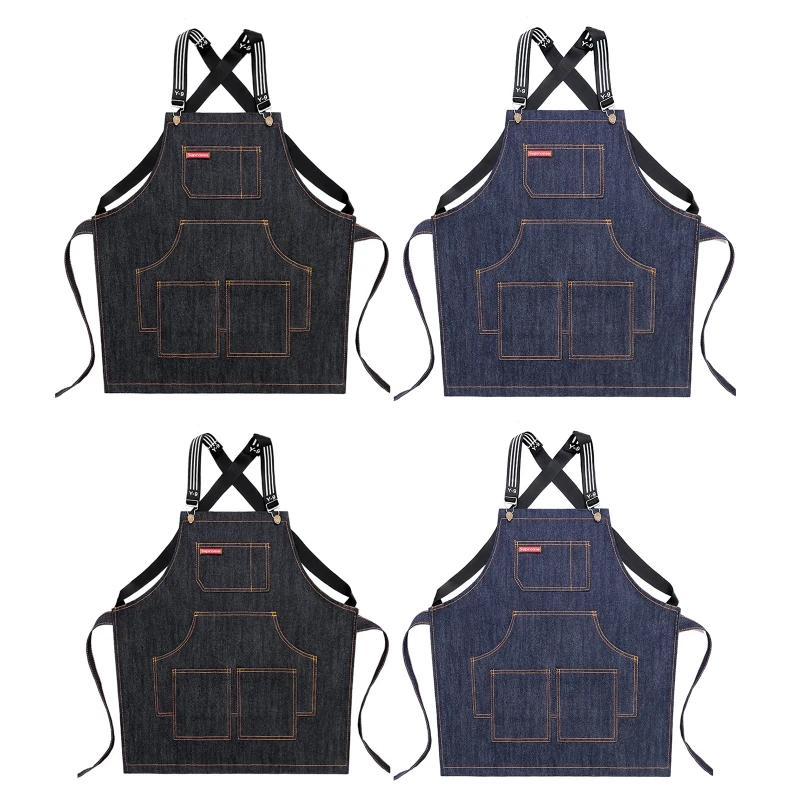 

Детский фартук шеф-повара с перекрестной спинкой, регулируемый фартук с карманами, рабочая одежда для чая, Прямая доставка