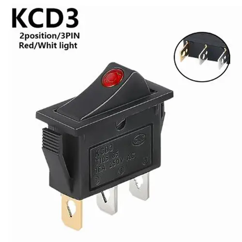 1PCS KCD3 Rocker Switch ON-OFF ON-OFF-ON 2 Position 3Pins Electrical equipment With Light Power Switch 16A 250V / 20A 125V AC - Image 19