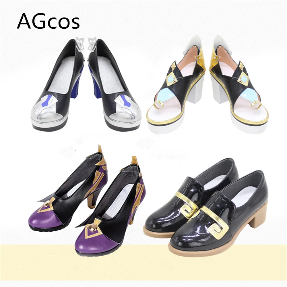 

AGCOS In Stock Genshin Impact Keqing Eula Shenhe Morax Zhongli Cosplay Shoes