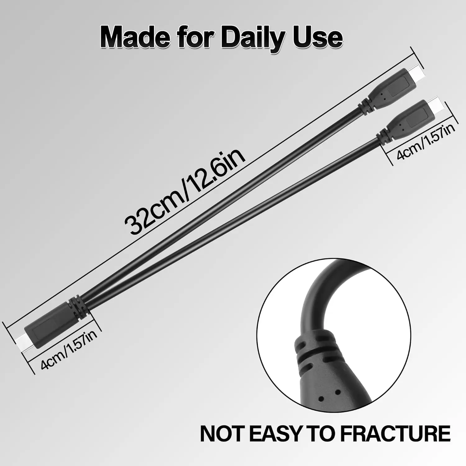 0.3M USB-C Y 스플리터 1입력 2출력 충전 케이블 듀얼 타입-C 3A 5V 충전 코드 휴대폰 태블릿 헤드셋 파워뱅크용