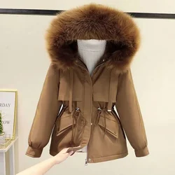 2023 New Women Winter Jacket Parkas Fur Collar Loose Slim Warm Wool Liner Hooded Parka Coat Female Down Jacket Outwear