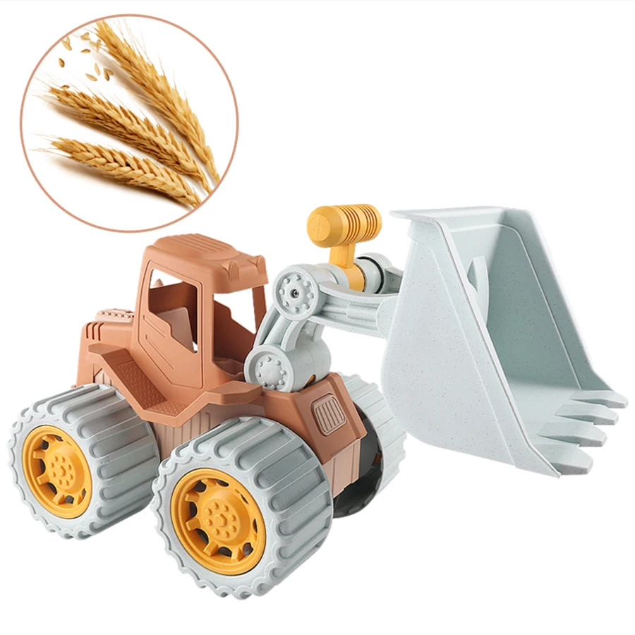 Children's beach toy straw beach bucket set can be loaded with sand digging tools to water flowers outdoor wheat straw toys. 4