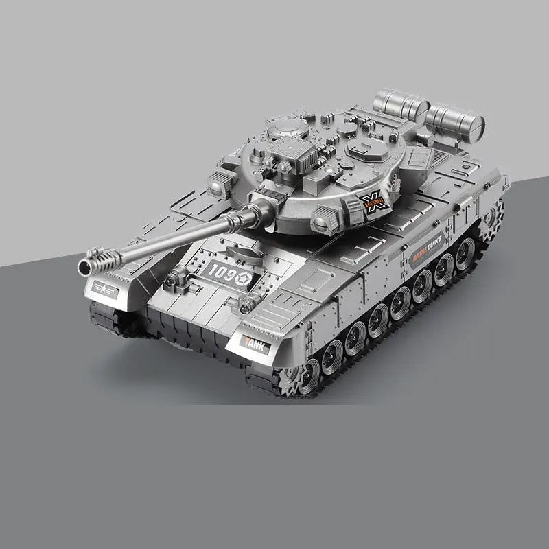 RC Tank Military War Remote Control Car With Sound Light Music Model Electric Rechargeable Tank Electronic Boy Toys Kids Gift 2