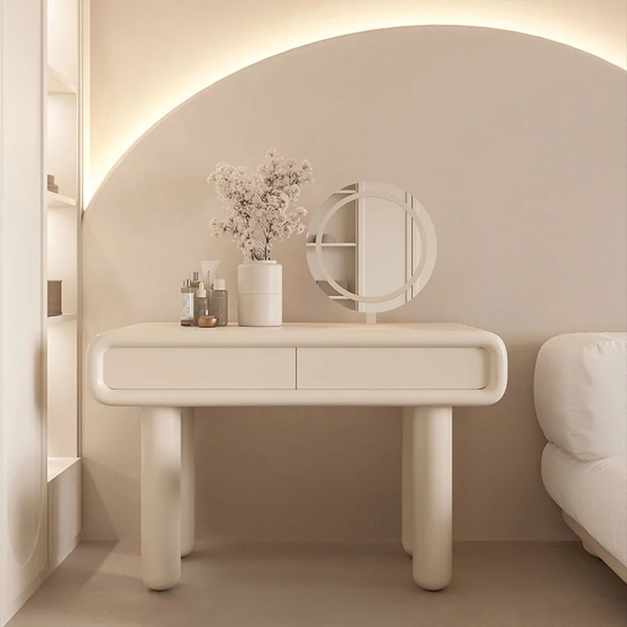 

White Vanity Table Compact Luxury Modern Design Drawer Mirror Elegant Makeup Artist Dressers Girls Toaletka Salon Furniture