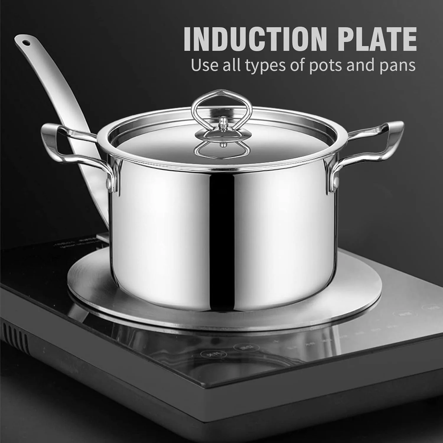Gas Stovetop Heat Diffuser Plate Handle Heat Diffuser Induction Cooktop Adapter Plate Metal for Kitchen Resturant Pot Pan