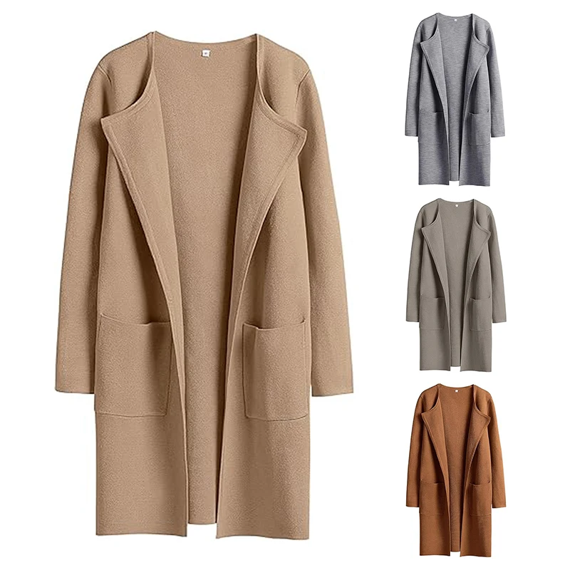 

Womens Knit Cardigan Sweaters Oversized Open Front Long Sleeve Lapel Casual Jacket 2023 Fall Coat Dressy Coatigan