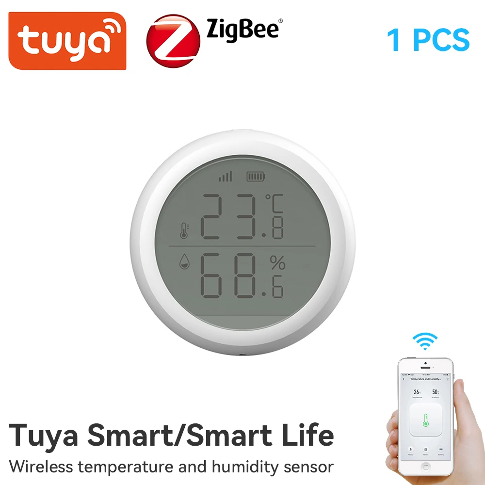 

Tuya ZigBee Smart Home Temperature And Humidity Sensor With LED Screen Works With Google Assistant and Tuya Zigbee Hub