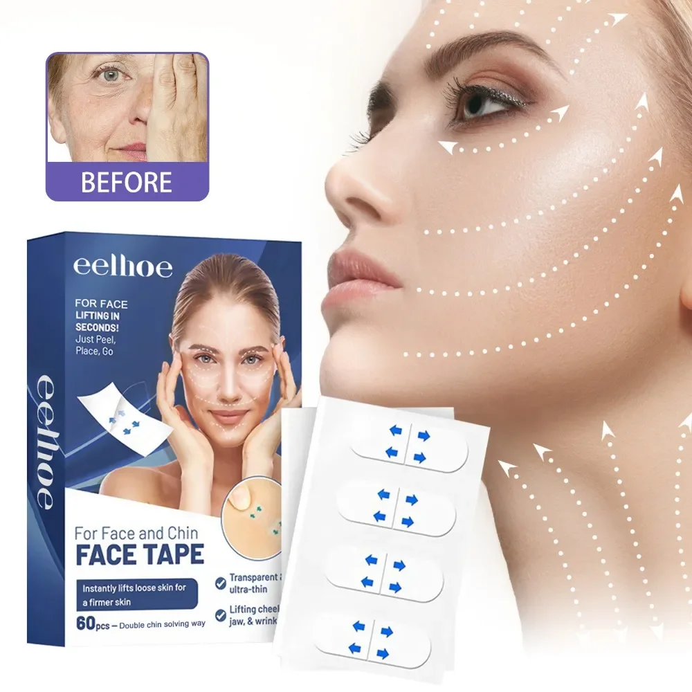60 Pz Invisibile Face Lifting Patch V Line Face Tape Occhi Viso Lift Up Sticker Antirughe Doppio Mento Remover Strumenti Per La Cura Della Pelle