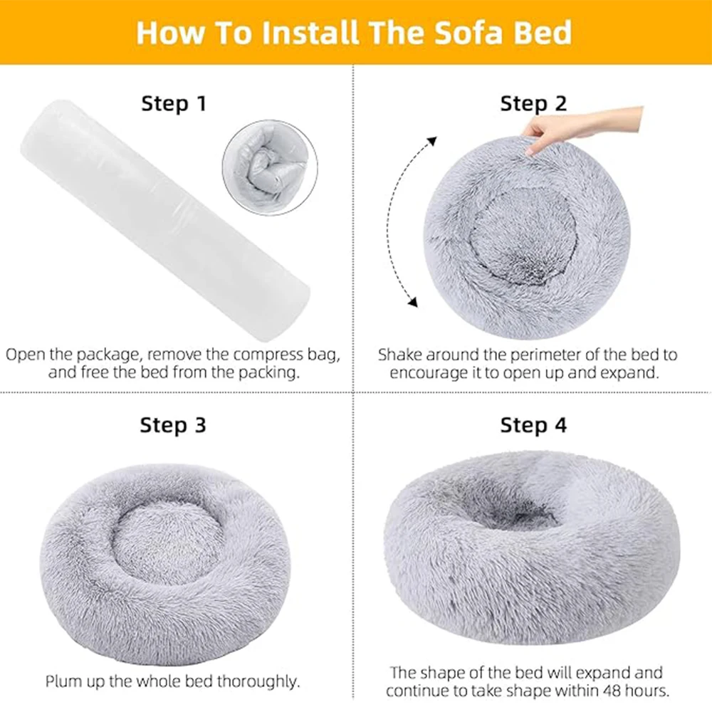 Title 7, Cat Nest Round Soft Shaggy Mat Indoor Dog Cat B...