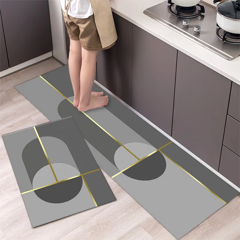 thumbnail image 1 of Alfombra de cocina antideslizante de poliéster impermeable y resistente al aceite para baño, dormitorio, sala de estar, alfombra de cocina, 1 of 5