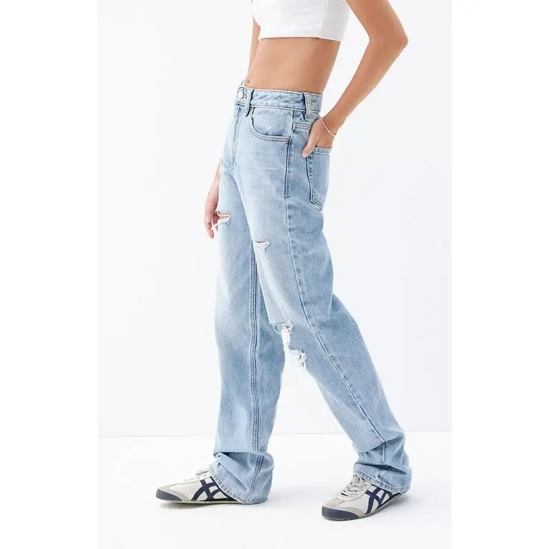 PacSun Women's Light Indigo Ripped '90s Boyfriend Jeans 3