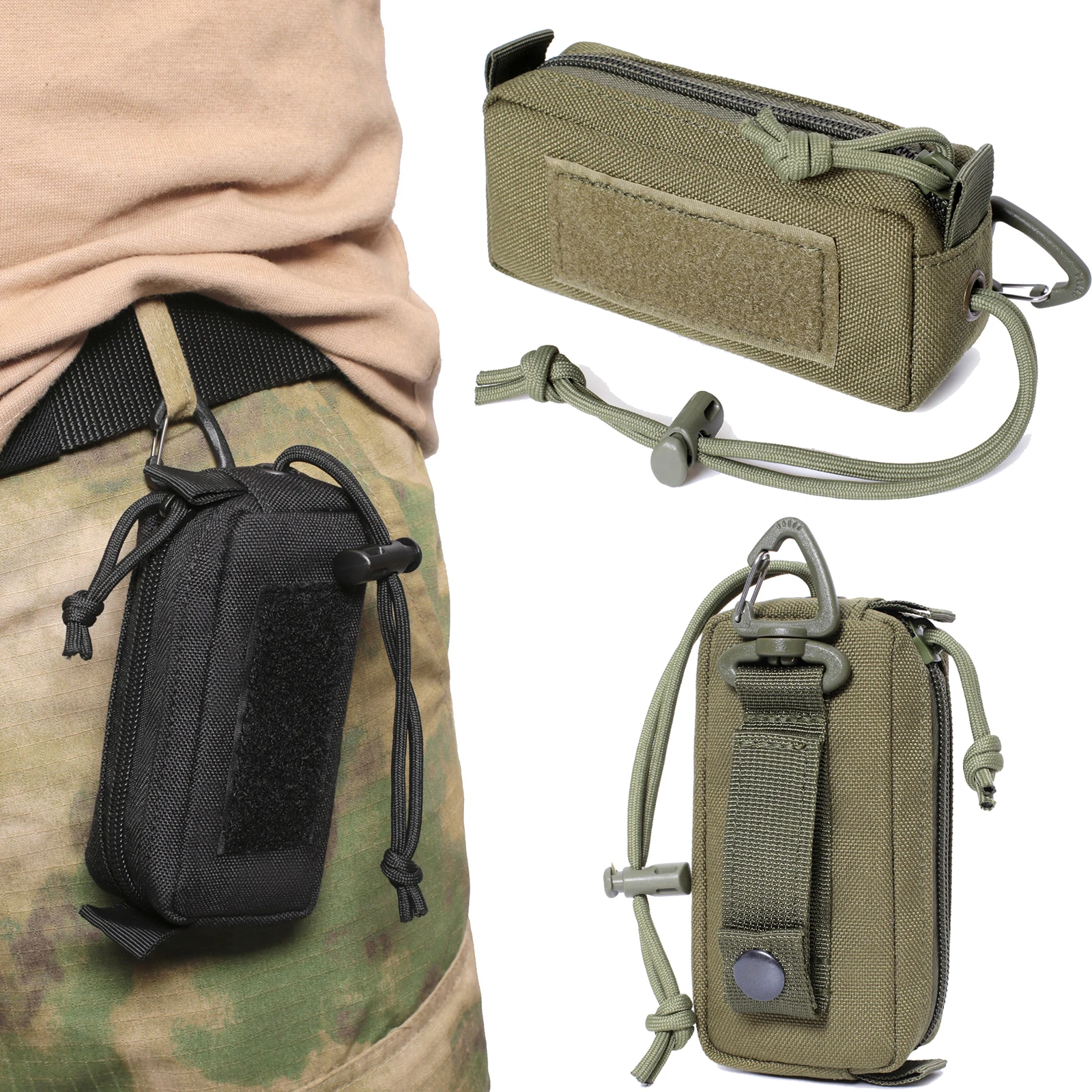 Bolsa Tática Mini MOLLE - Nylon, Preta, Multi-compartimentos Para Atividades Ao Ar Livre
