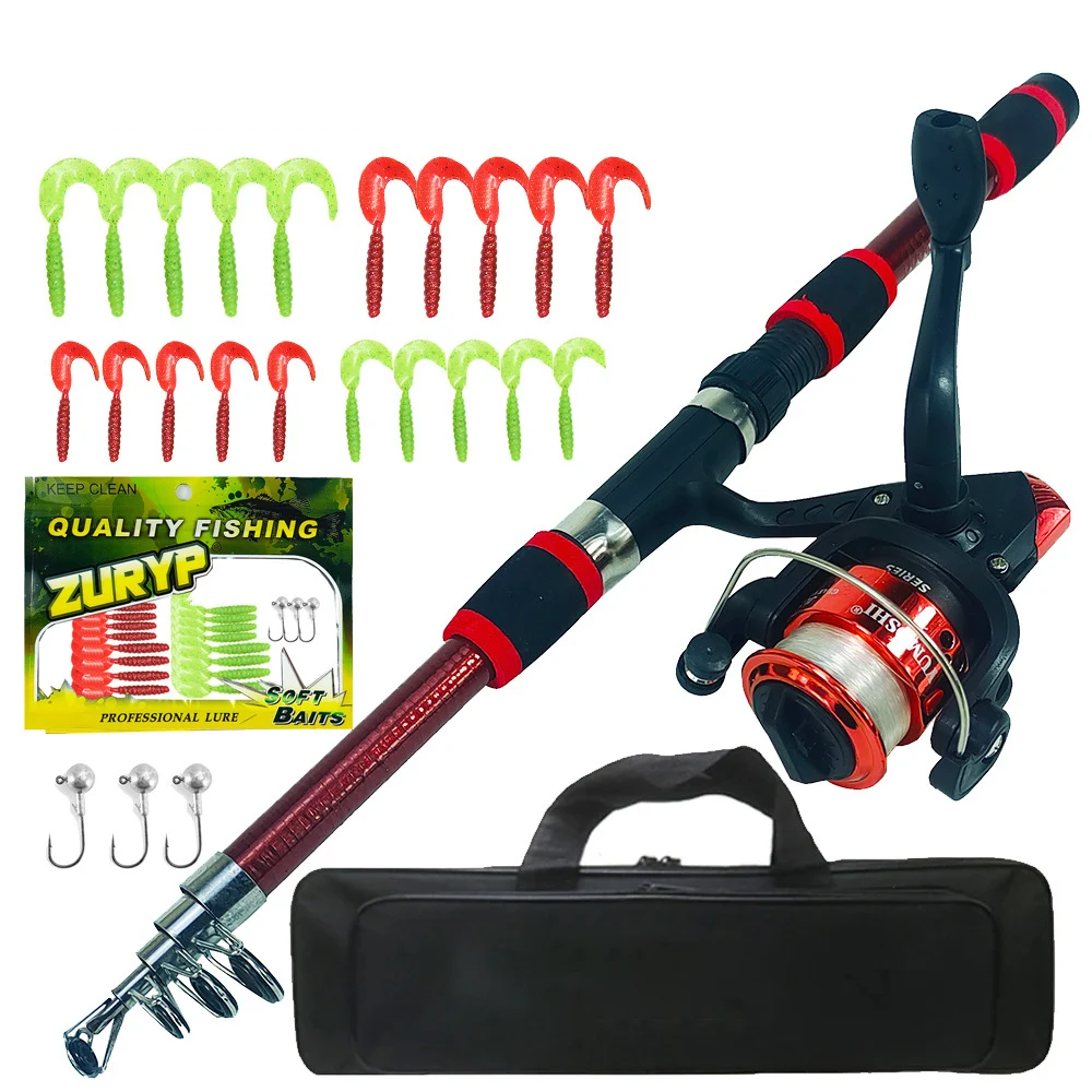 Telescopic Fishing Rod and Spinning Reels with Fishing Line, Kids Fishing  Rod Combo Set, Lure Accessories, Full Kit - AliExpress