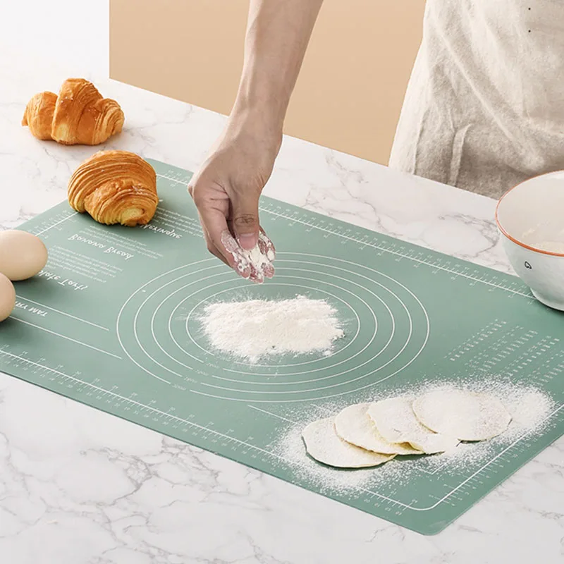 S2d7d2e9a7e96487ca75b566eba00e3f9a Thick Silicone Dough Mat and Non-Stick Rolling Pin Set - Perfect for Making Pizza, Pastry, Bread and Tortilla