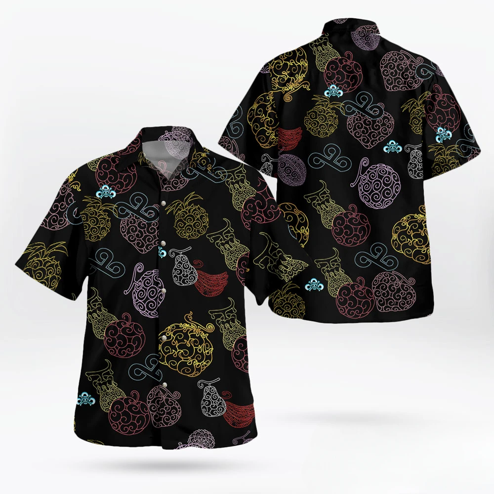 One Piece Button Up Franky Sabaody Hawaiian Shirt Outfit men's Summer Short Sleeve Printed Couple Shirt