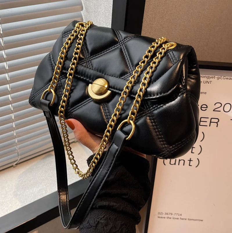 

Lingge Chain Bag 2023 New Fashion Women's Bag Advanced Feeling Single Shoulder Underarm Bag Cross Shoulder Small Square Bag