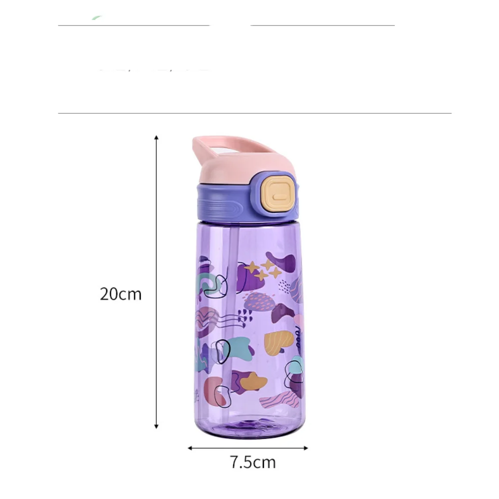 빨대 어린이 시피 컵 물병, 누출 방지 플라스틱 물컵, 학교 야외 음료수 병 음료 용기, 600ml