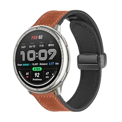 Premium Leather Silicone Strap - 20mm Soft Replacement Wristband Bracelet - Amazfit Active 2 (Brown)