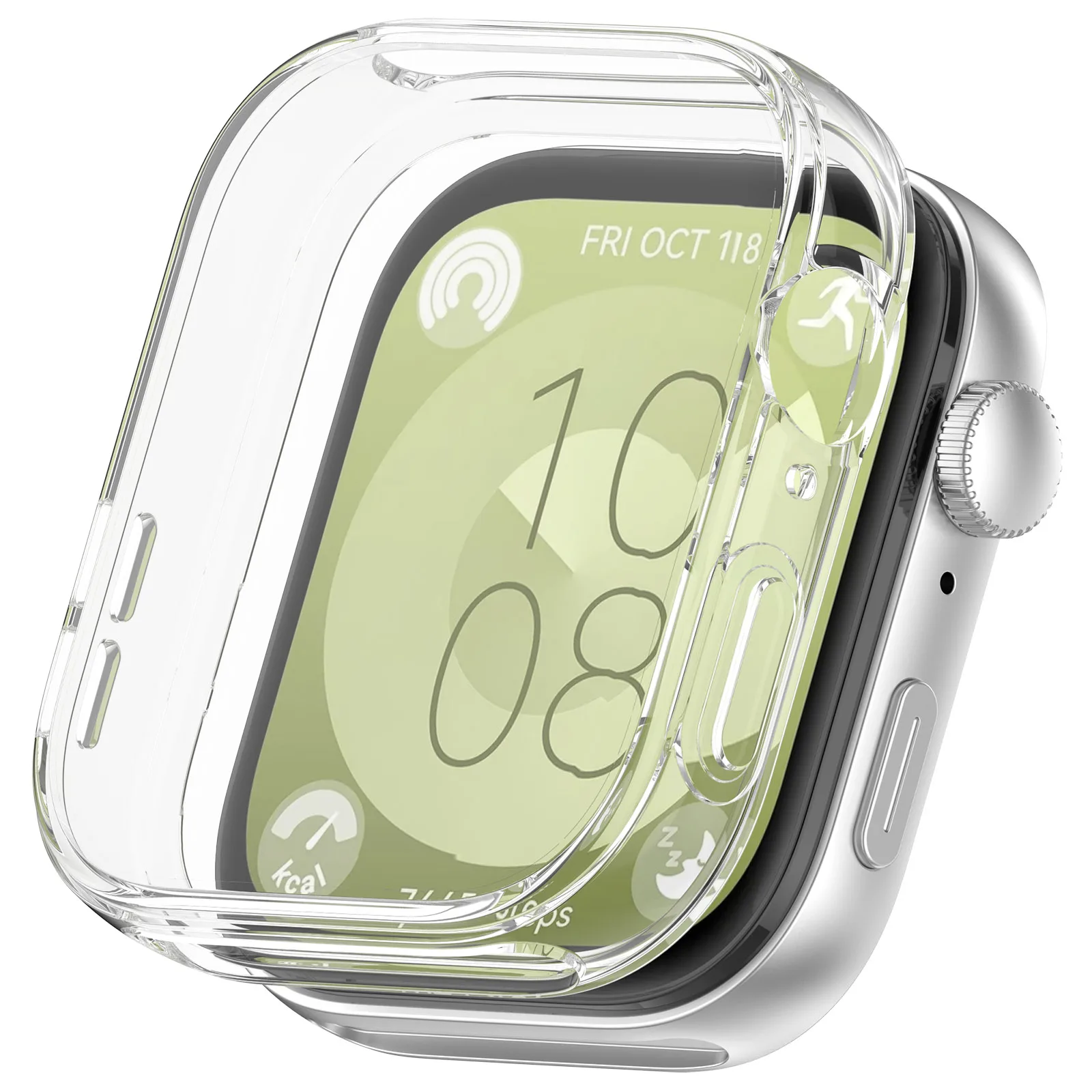 Silicone Band with Diamond-Accent Case for Smartwatch - Sporty Replacement Strap Accessory