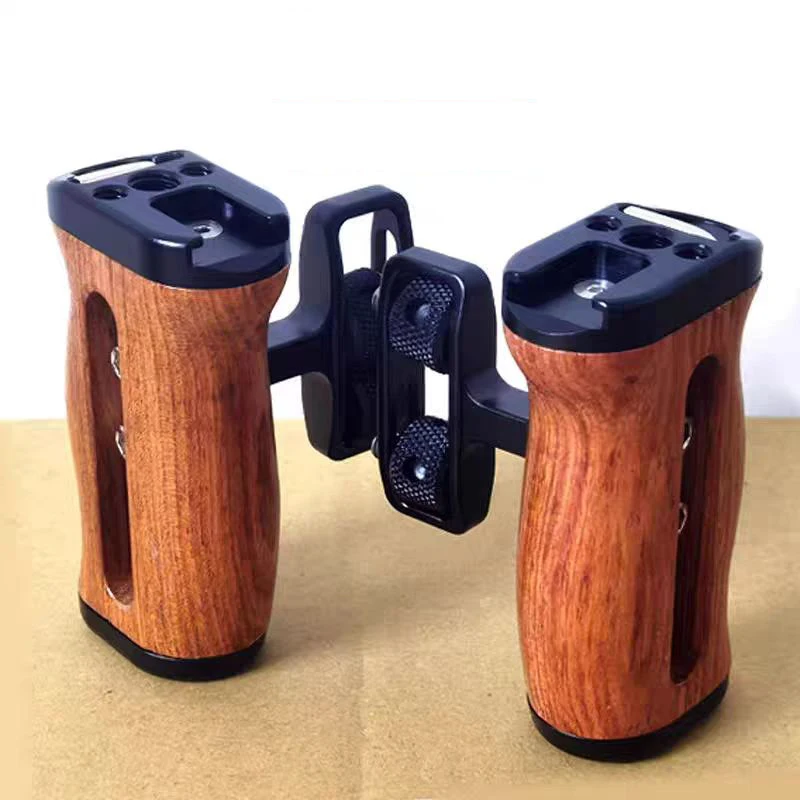 Universal Cage Grip Wooden Left Right Side Handle for Sony Canon Nikon Panasonic Camera Video Support Cold Shoe Handgrip Movable gimbal handgrip