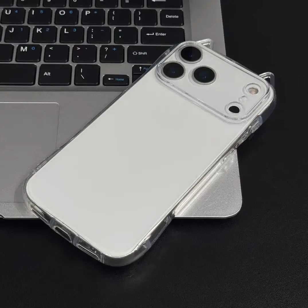 Transparent 3D Cartoon Cat Ear Shockproof Phone Case - Soft TPU Cover with Enhanced Protection