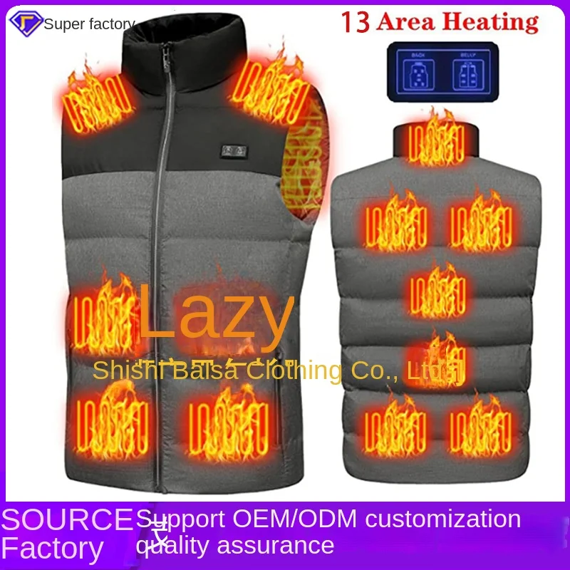 13-zone heating vest stand collar intelligent temperature-controlled heating  double-control color matching heating jacket