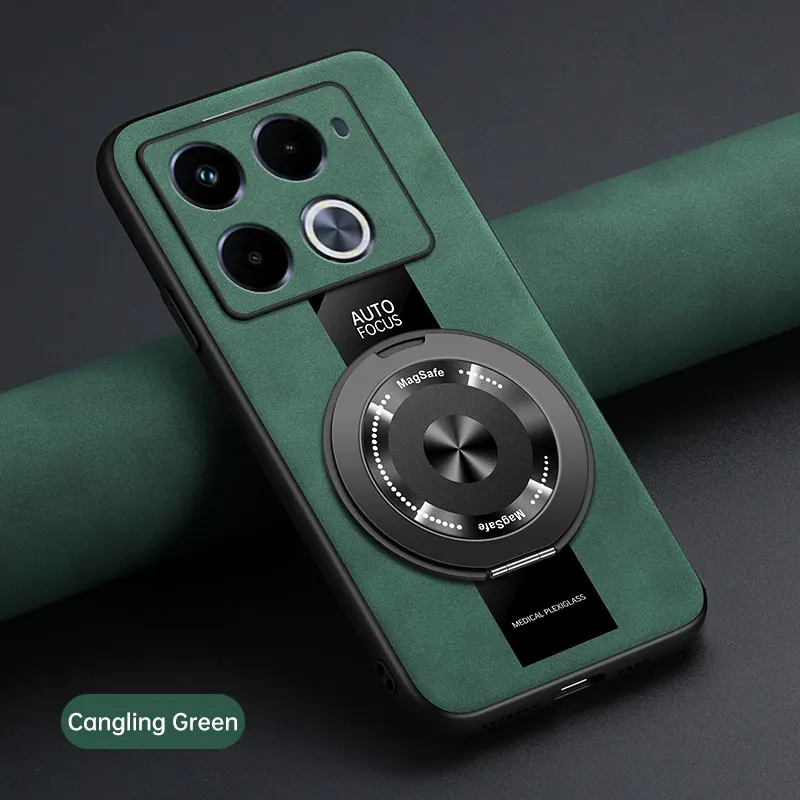 Premium 360 Rotating Magnetic Holder Sheepskin Leather Silicone Back Cover
