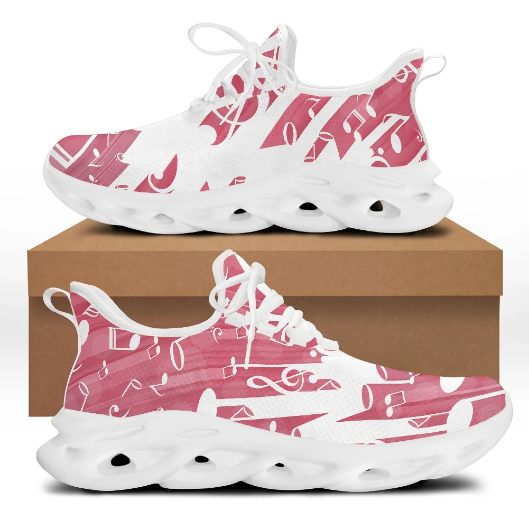 

Розовые женские кроссовки Yikeluo с узором в виде музыкальных нот, кружевная обувь на плоской подошве, летняя Весенняя прогулочная Уличная обувь унисекс для взрослых