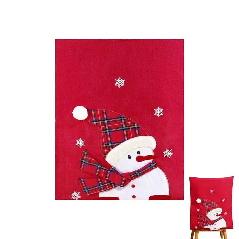 

Christmas Removable Chair Covers Washable Desk Back Slipcover Snowmen Pattern Dining Room Chair Protector Slipcover home supplie